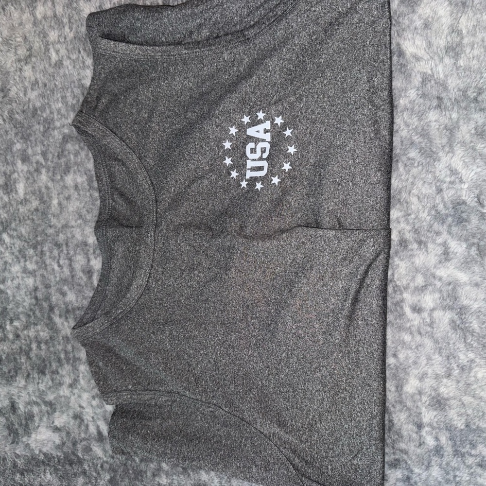 SHEIN Gray Muscle Tee with USA Print